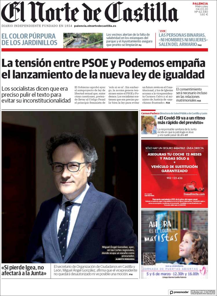 Portada de Norte de Castilla - Palencia (España)