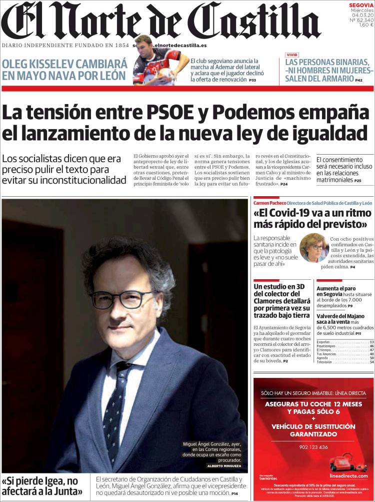 Portada de Norte de Castilla - Segovia (España)