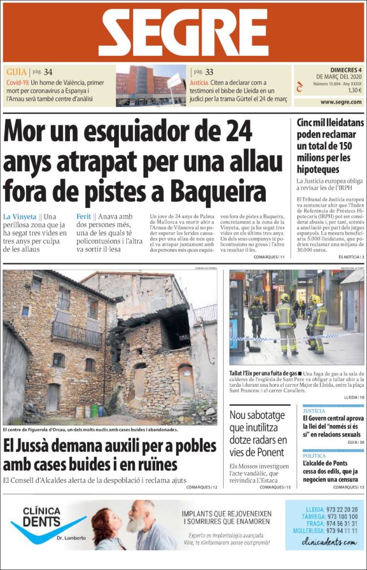 Portada de Segre (España)