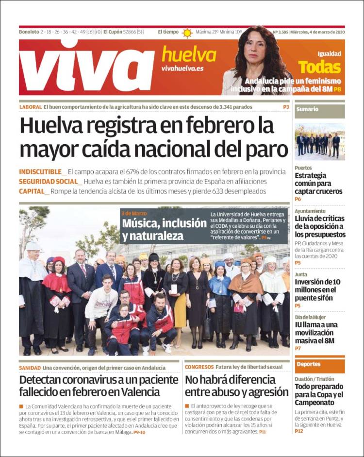Portada de Viva Huelva (España)