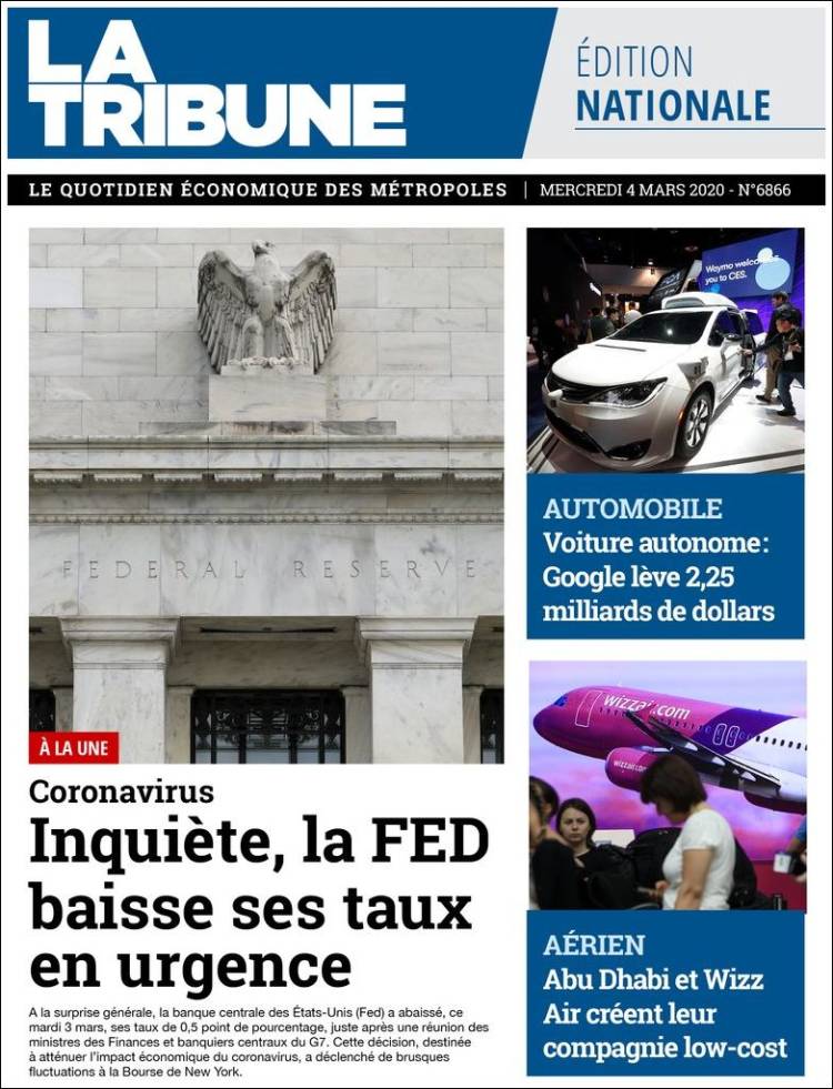 Portada de La Tribune (Francia)