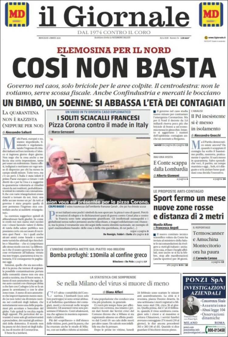 Portada de il Giornale (Italia)