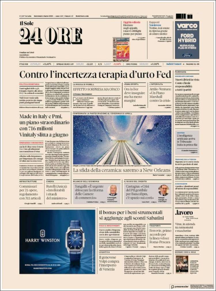 Portada de Il Sole 24 ORE (Italia)