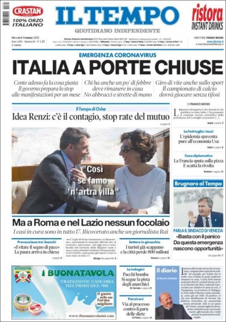 Portada de Il Tempo (Italia)
