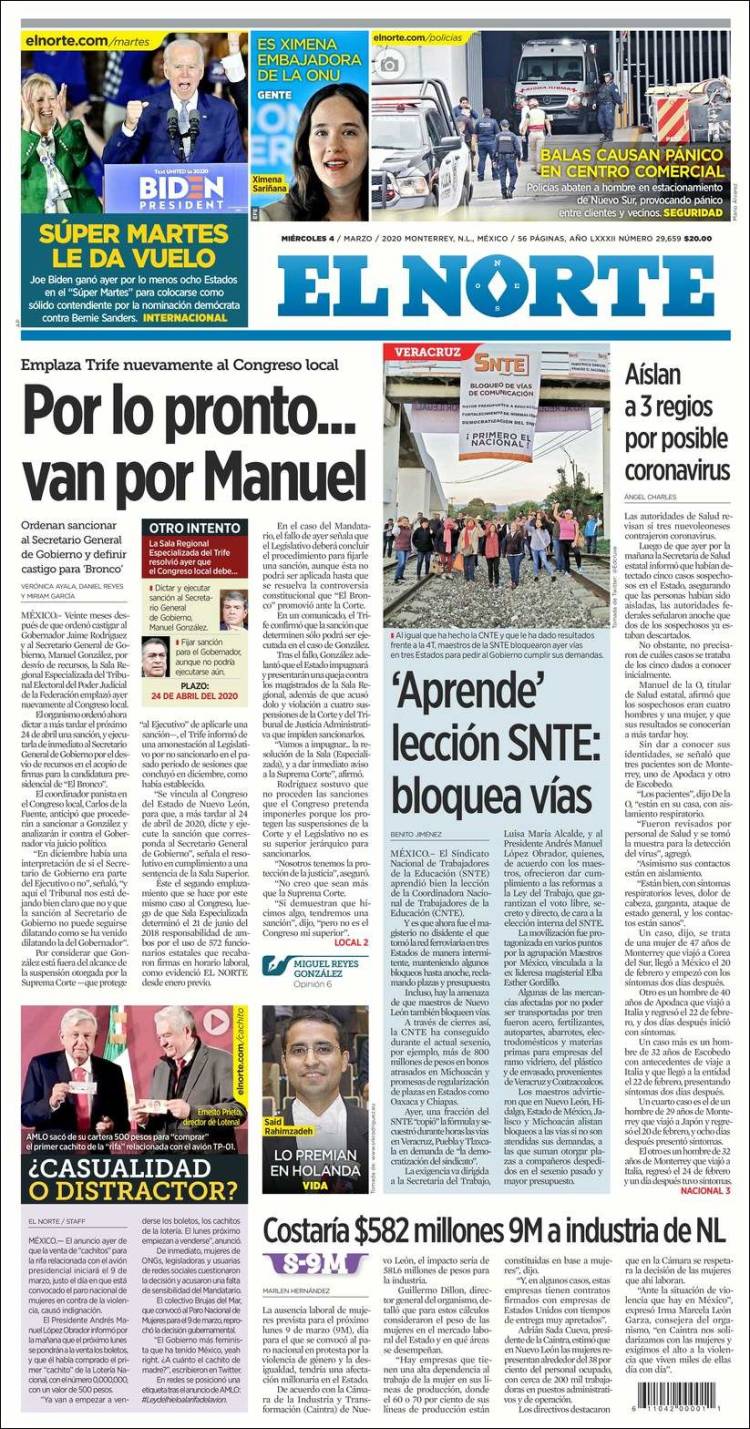 Portada de El Norte (México)