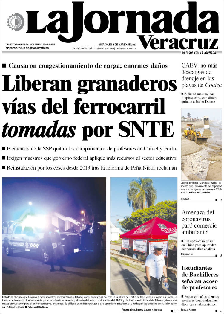 Portada de La Jornada Veracruz (México)