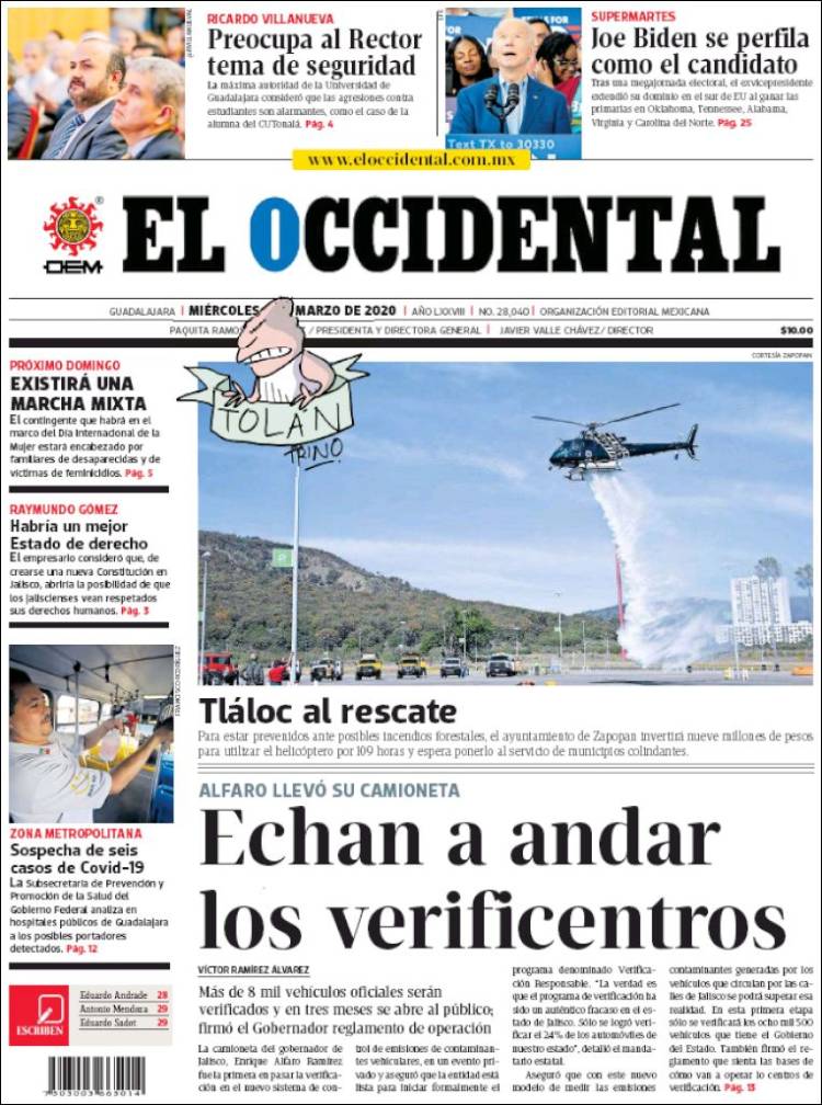 Portada de El Occidental (México)