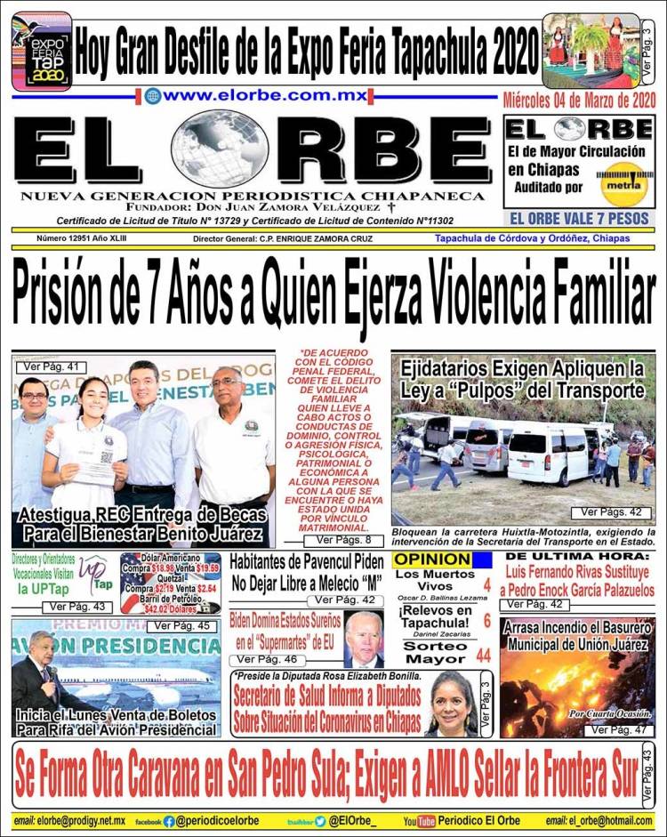 Portada de El Orbe (México)