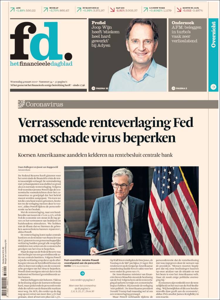 Portada de Het Financieele Dagblad (Pa&iacute;ses Bajos)