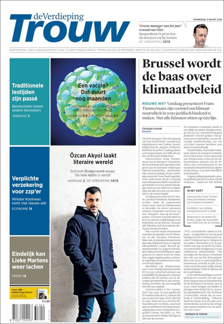 Portada de Trouw (Pa&iacute;ses Bajos)