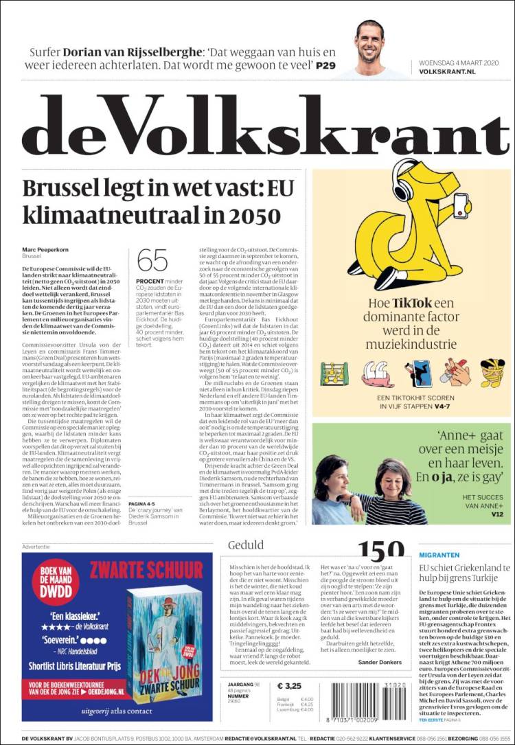Portada de De Volkskrant (Pa&iacute;ses Bajos)