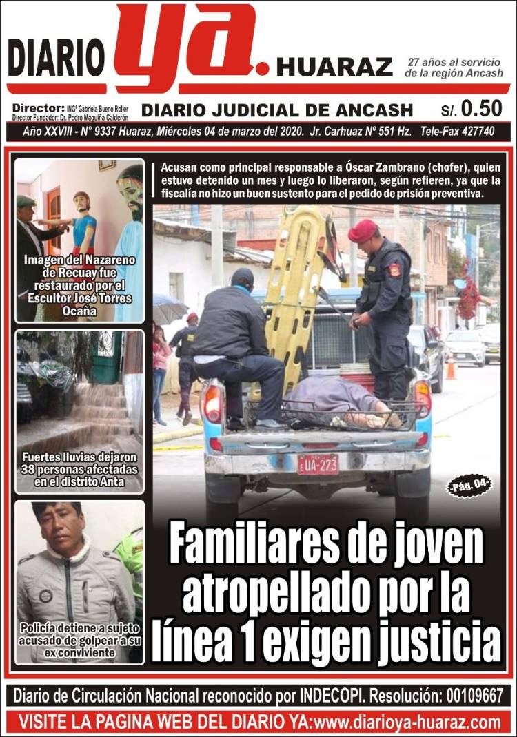 Portada de Diario Ya (Per&uacute;)