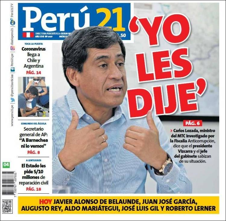Portada de Perú 21 (Per&uacute;)