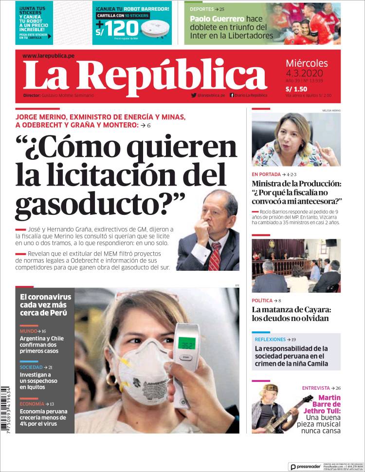 Portada de La Republica (Per&uacute;)
