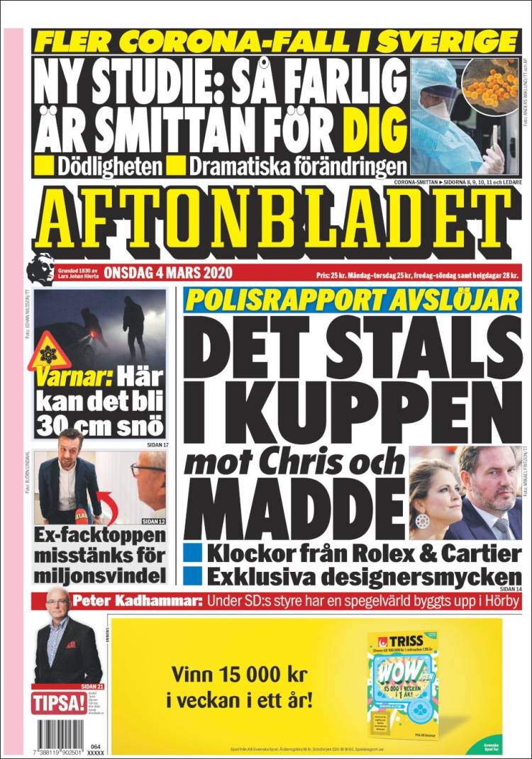 Portada de Aftonbladet (Suecia)