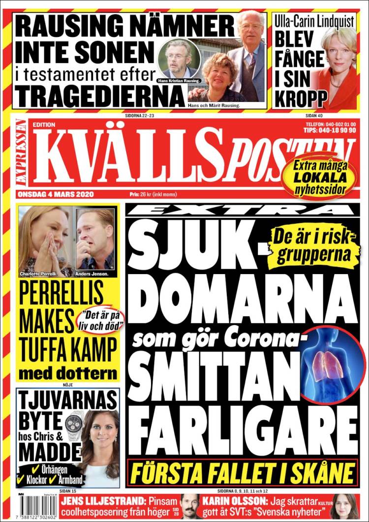 Portada de Kvällsposten (Suecia)