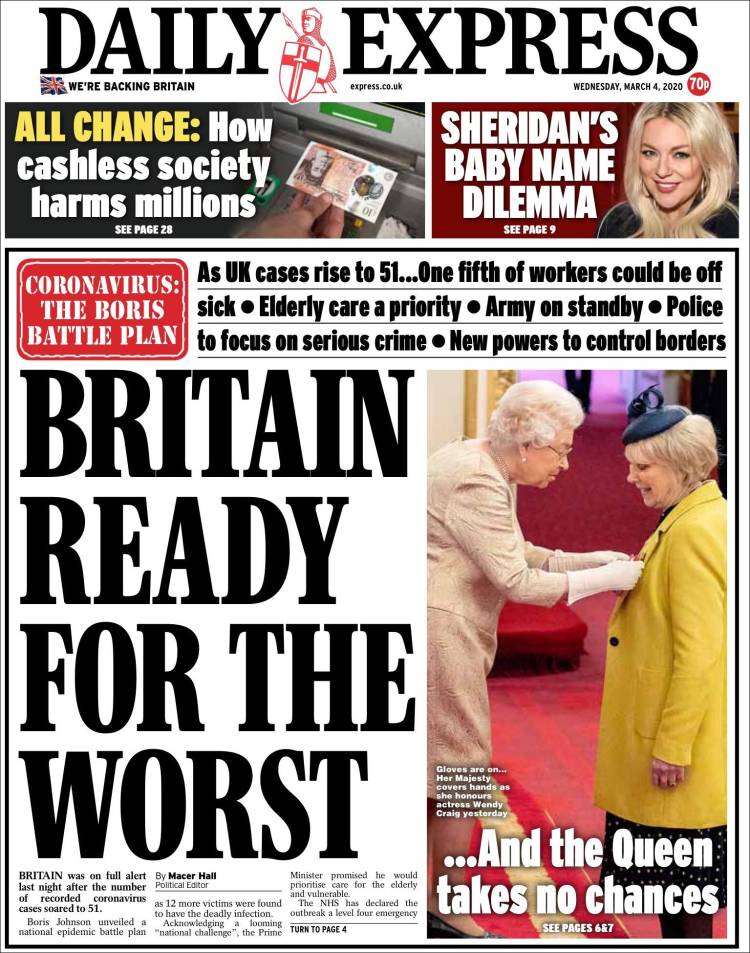 Portada de Daily Express (Reino Unido)