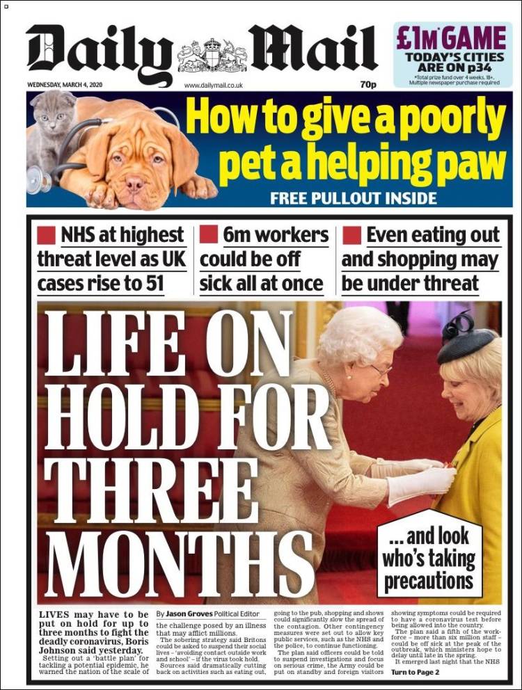 Portada de Daily Mail (Reino Unido)