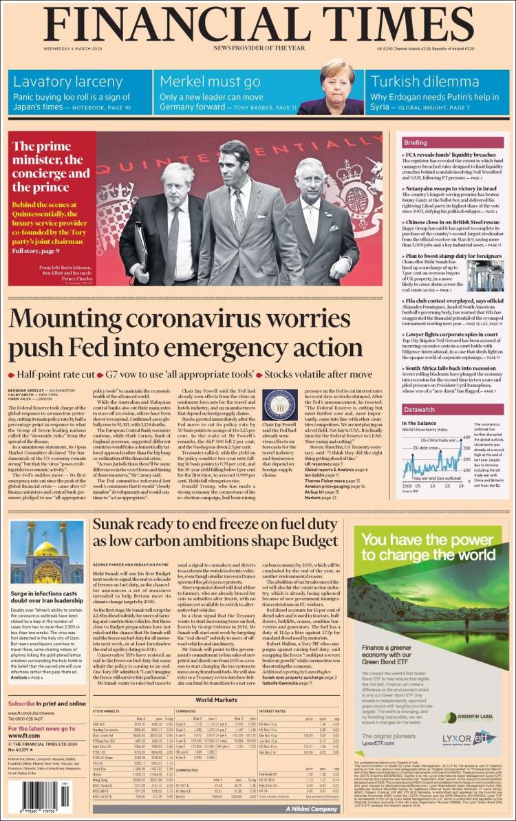 Portada de Financial Times (Reino Unido)