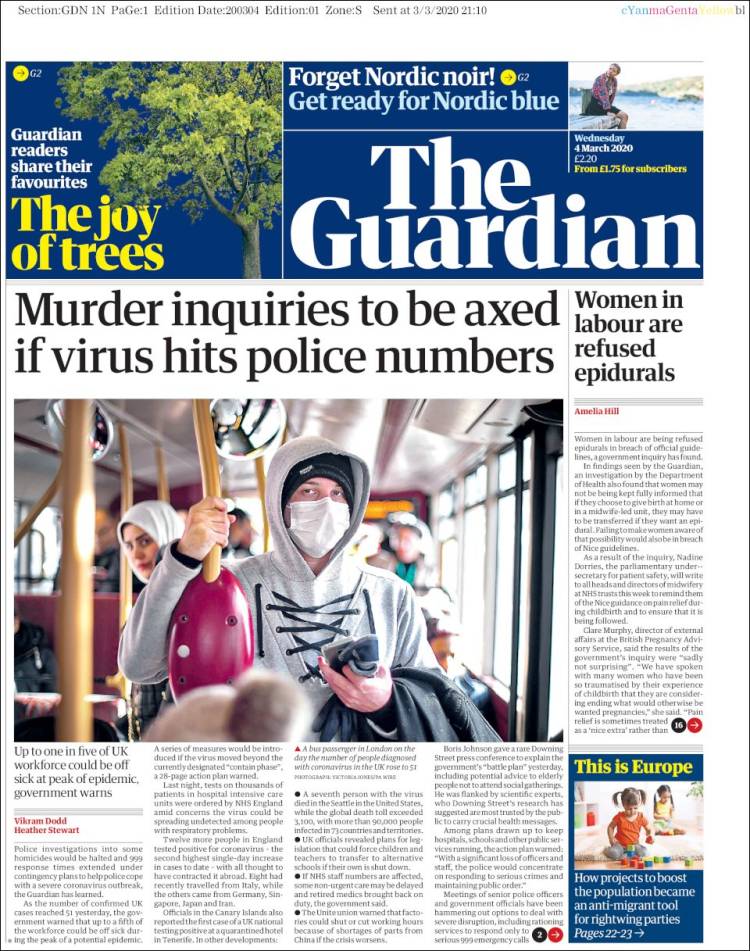 Portada de The Guardian (Reino Unido)