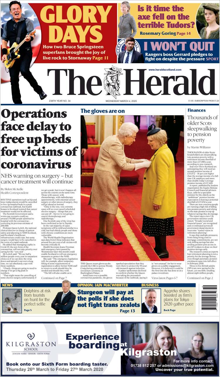 Portada de The Herald (Reino Unido)
