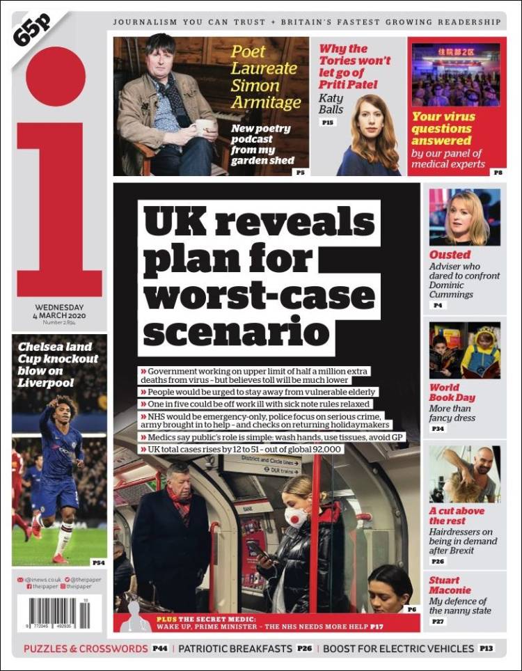 Portada de The i (Reino Unido)