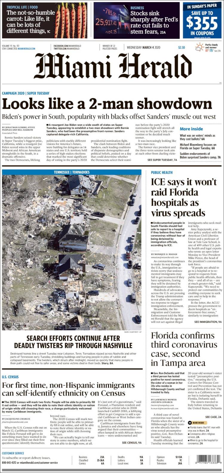 Portada de Miami Herald (USA)