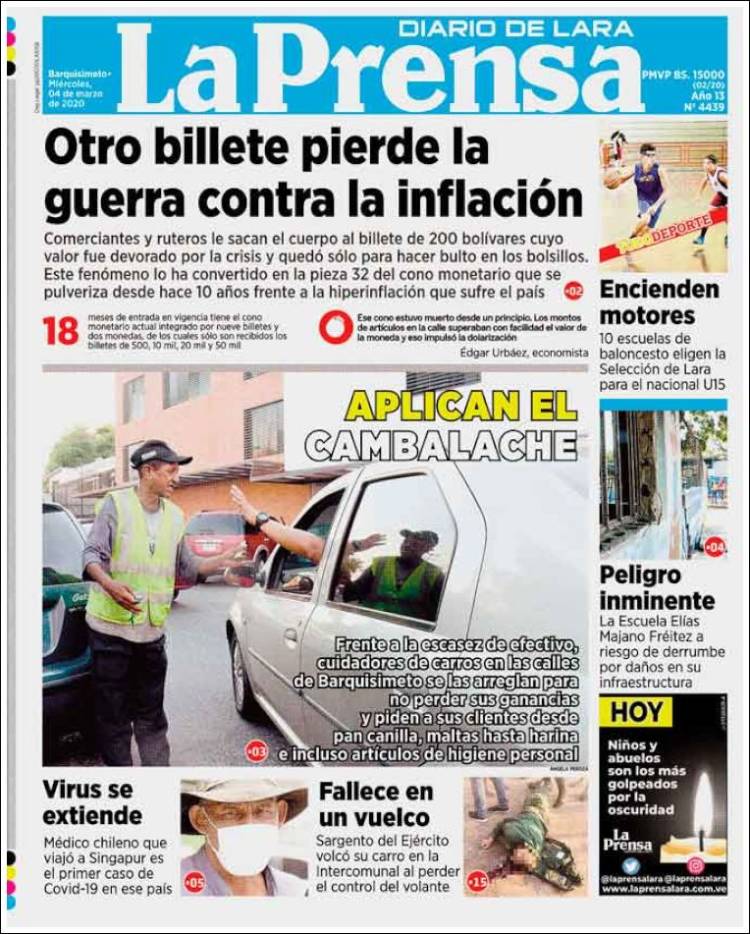 Portada de La Prensa de Lara (Venezuela)
