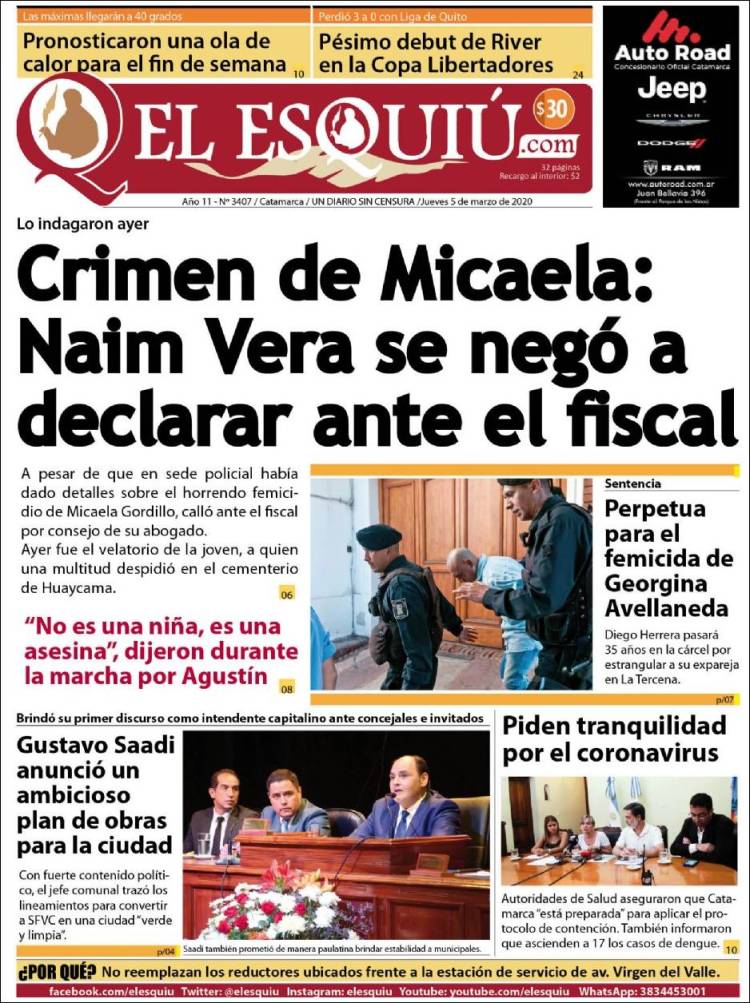 Portada de El Esquiu (Argentina)