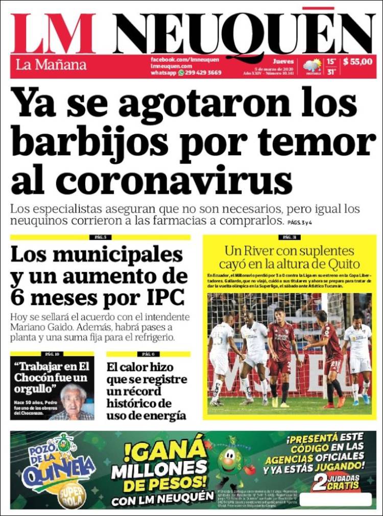 Portada de La Mañanade Neuquén (Argentina)