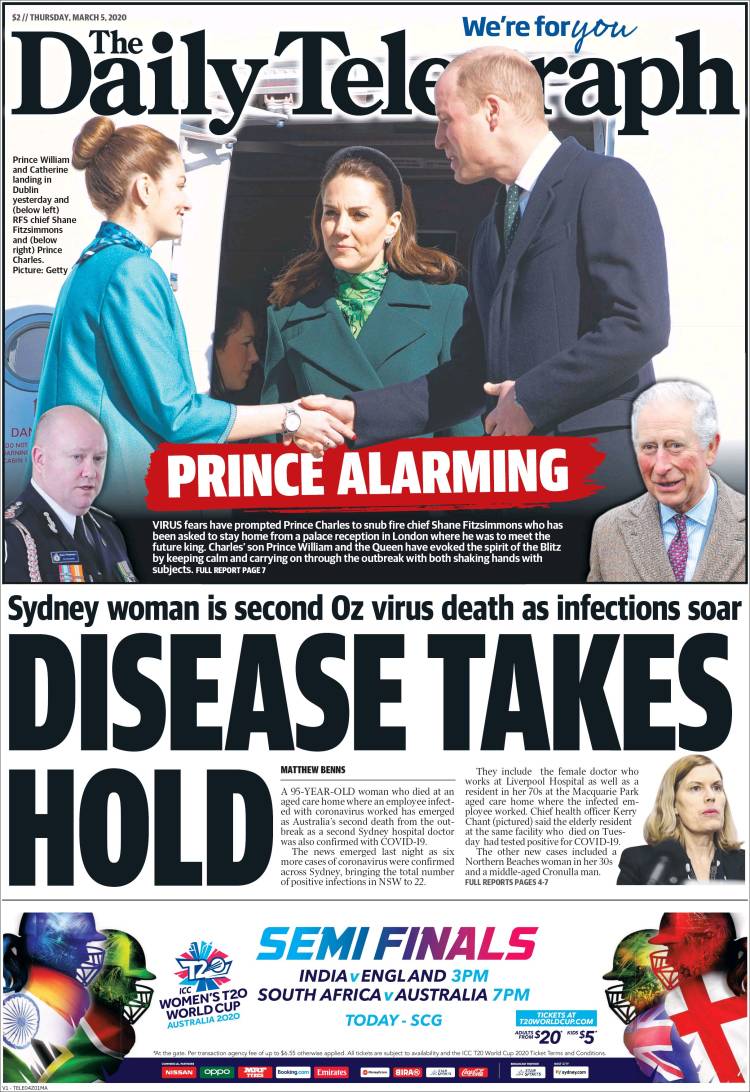 Portada de The Daily Telegraph (Australie)