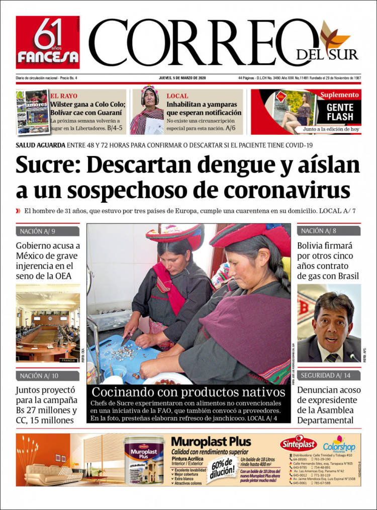 Portada de Correo Sur (Bolivia)