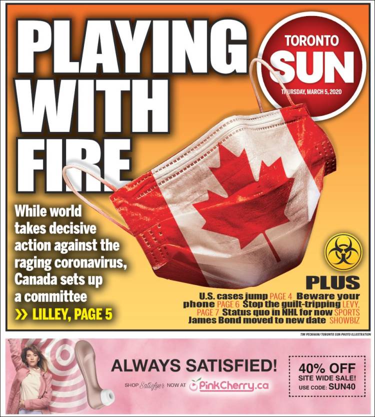 Portada de The Toronto Sun (Canadá)