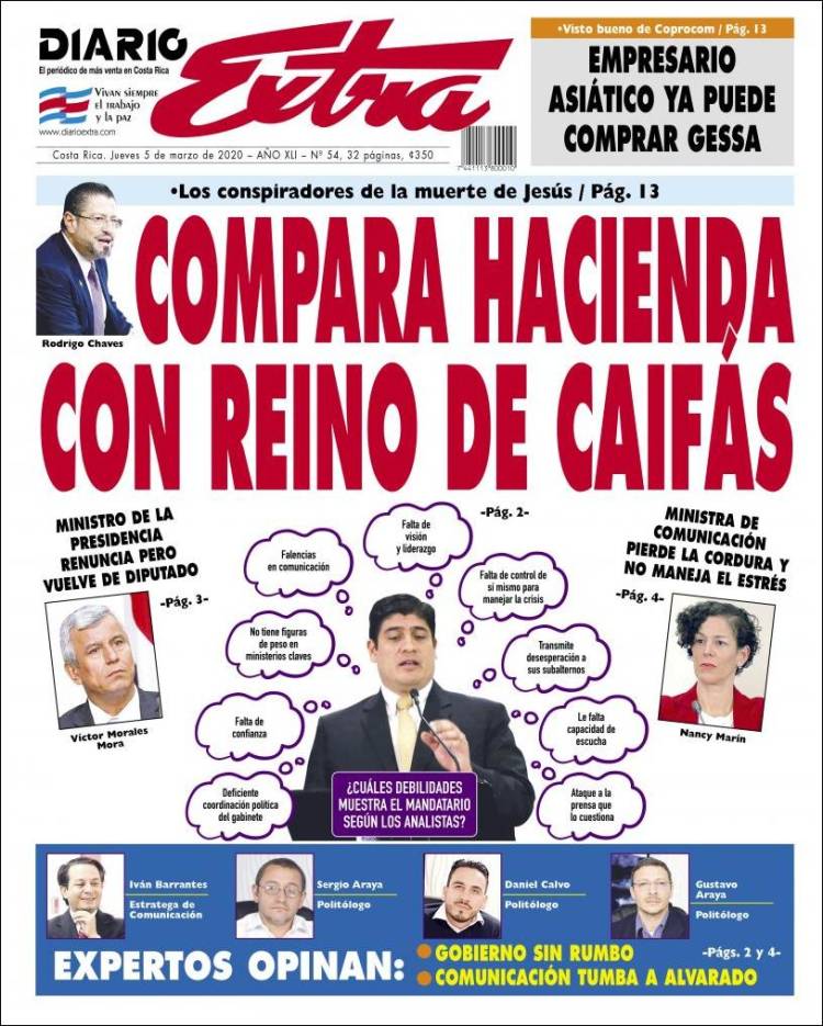 Portada de Diario Extra (Costa Rica)