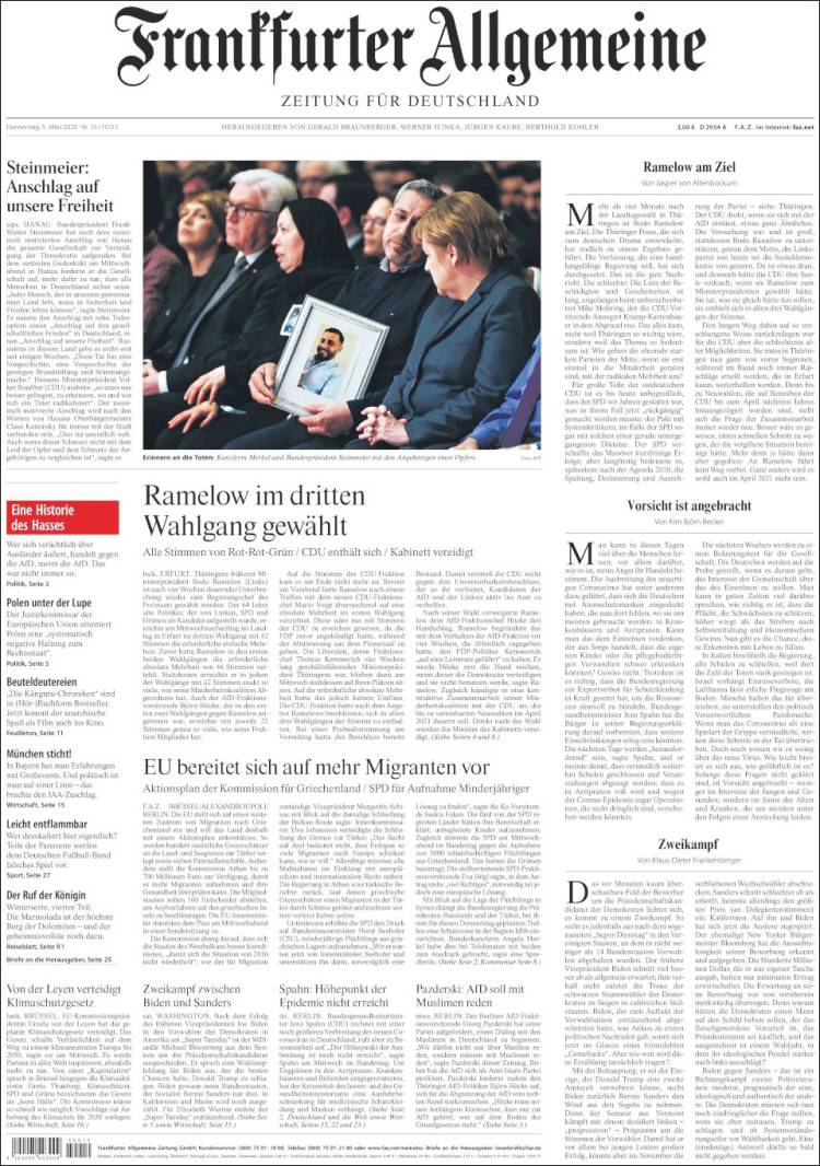 Portada de Frankfurter Allgemeine (Alemania)