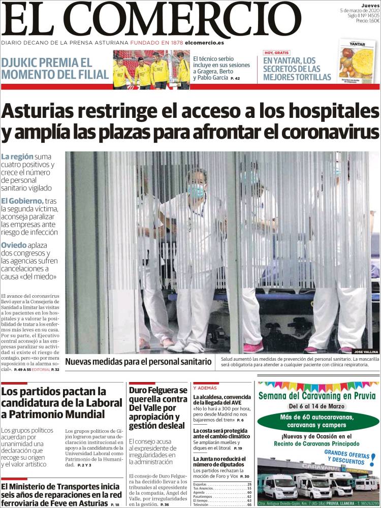 Portada de El Comercio - Gijón (España)