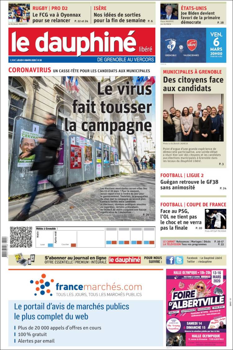 Portada de Le Dauphiné Libéré (Francia)