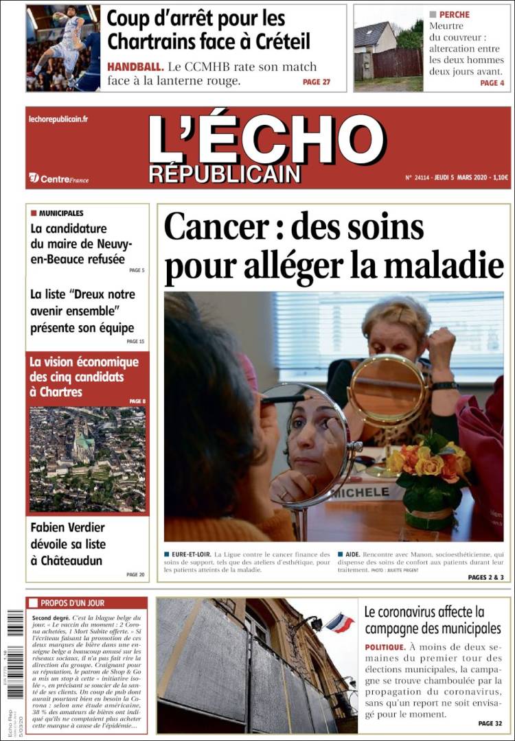 Portada de L'Echo Républicain (Francia)