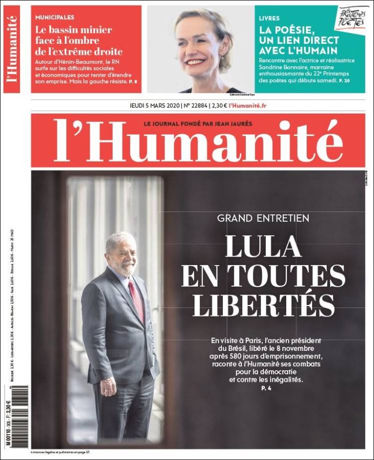 Portada de l'Humanite (Francia)
