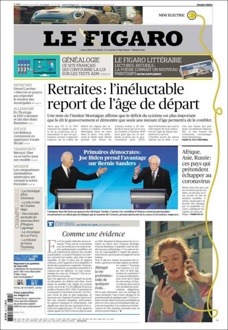 Portada de Le Figaro (Francia)