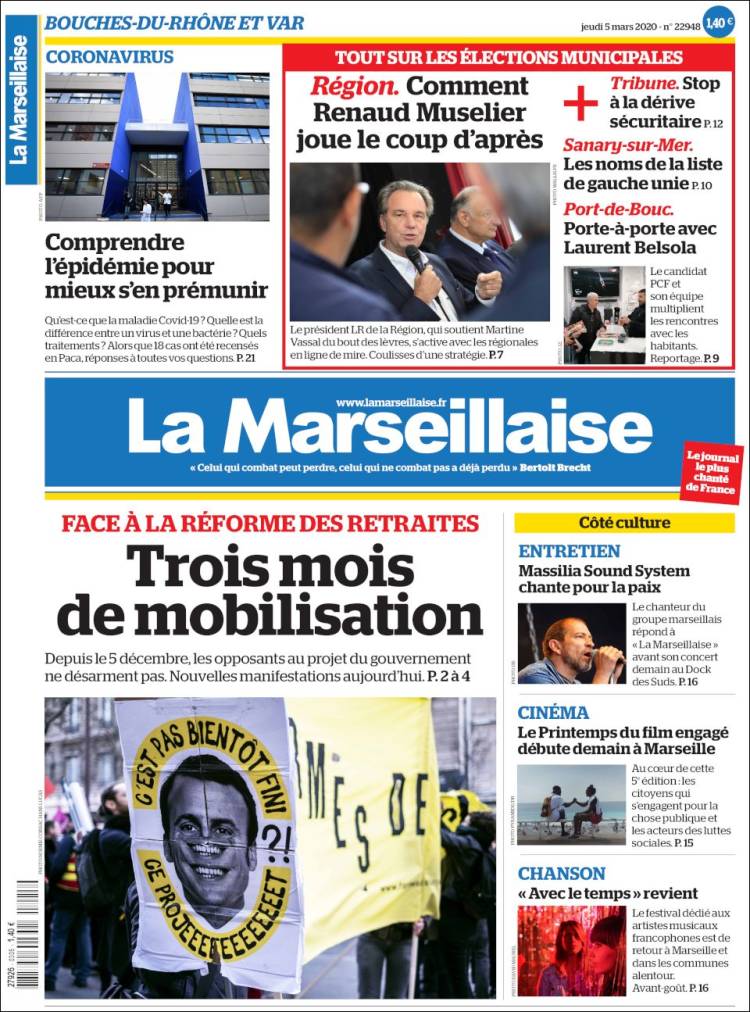 Portada de La Marseillaise (Francia)