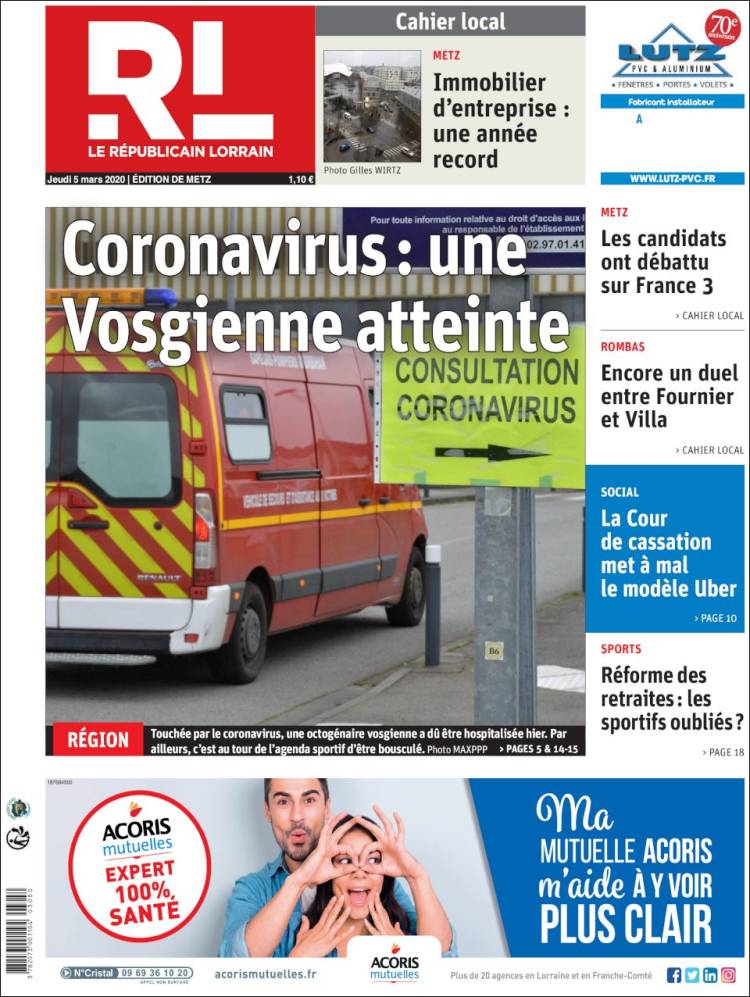Portada de Le Republicain Lorrain (Francia)