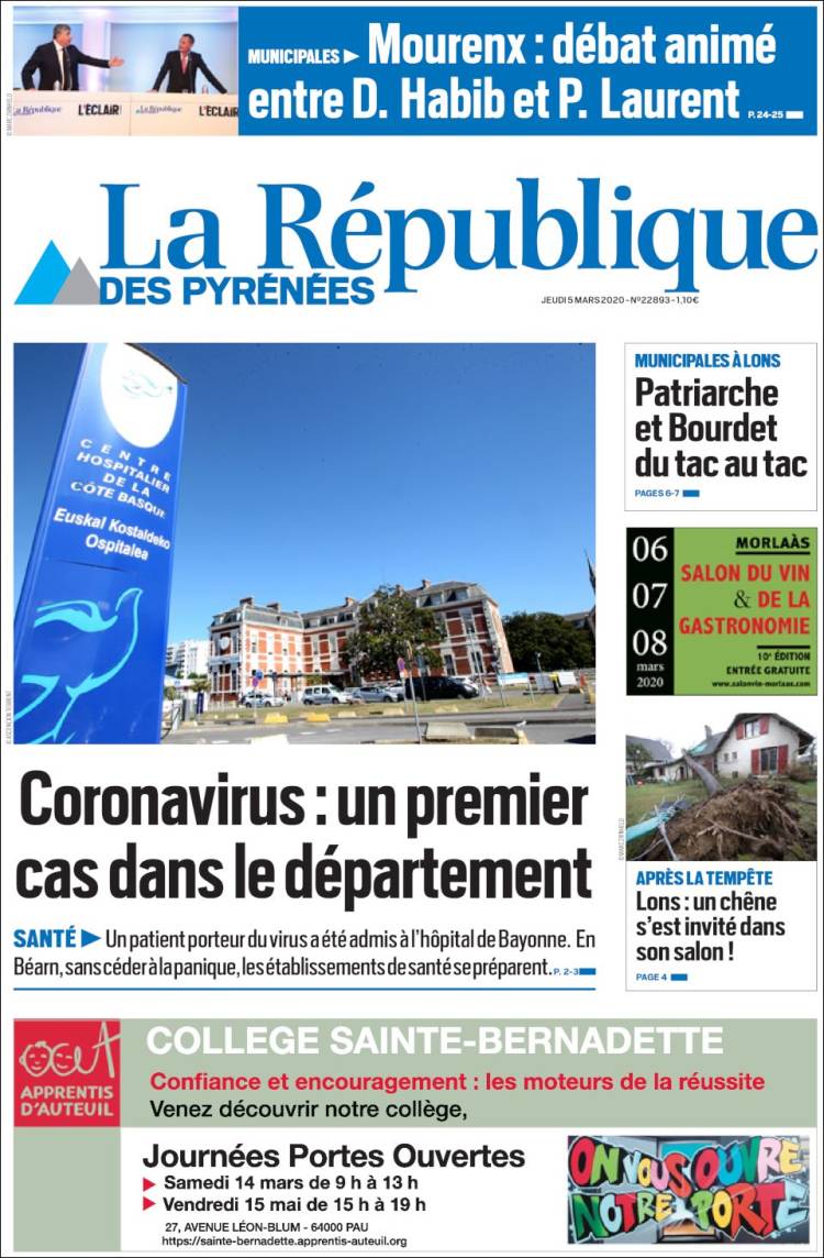 Portada de La République des Pyrénées (Francia)