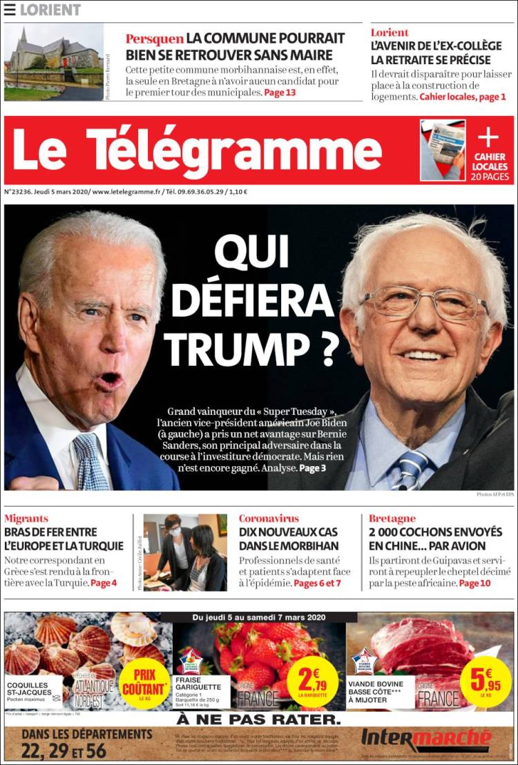 Portada de Télégramme (Francia)
