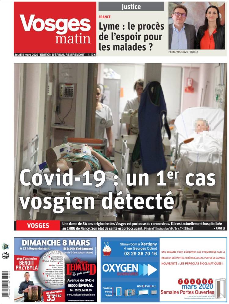 Portada de Vosges Matin (Francia)