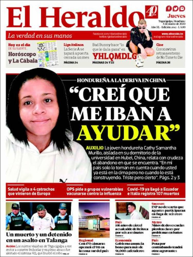 Portada de El Heraldo (Honduras)