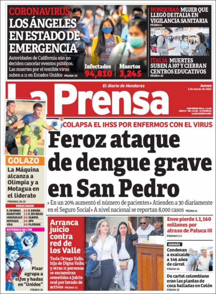Portada de La Prensa (Honduras)