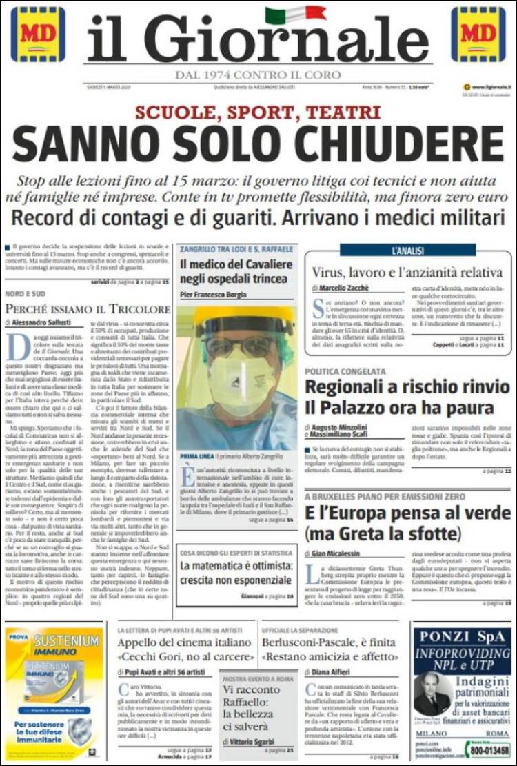 Portada de il Giornale (Italia)