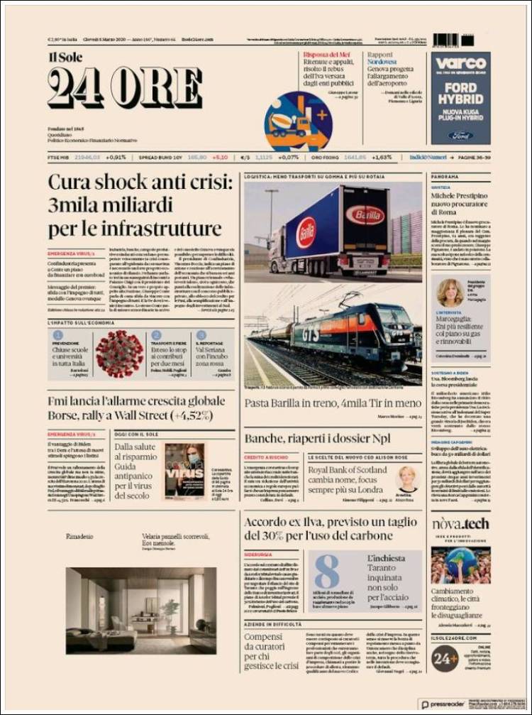 Portada de Il Sole 24 ORE (Italia)