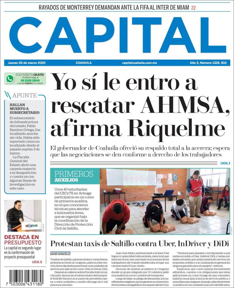 Portada de Capital Coahuila (M&eacute;xico)